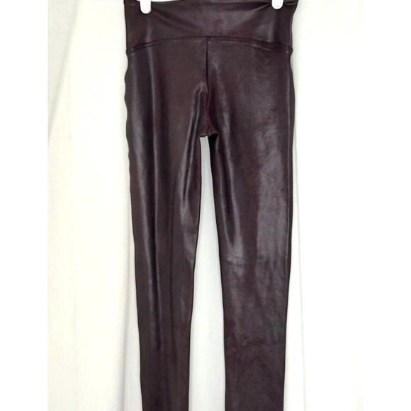 SPANX Ready to Wow Faux Leather Leggings S BROWN WINE 2437 - Picture 8 of 12